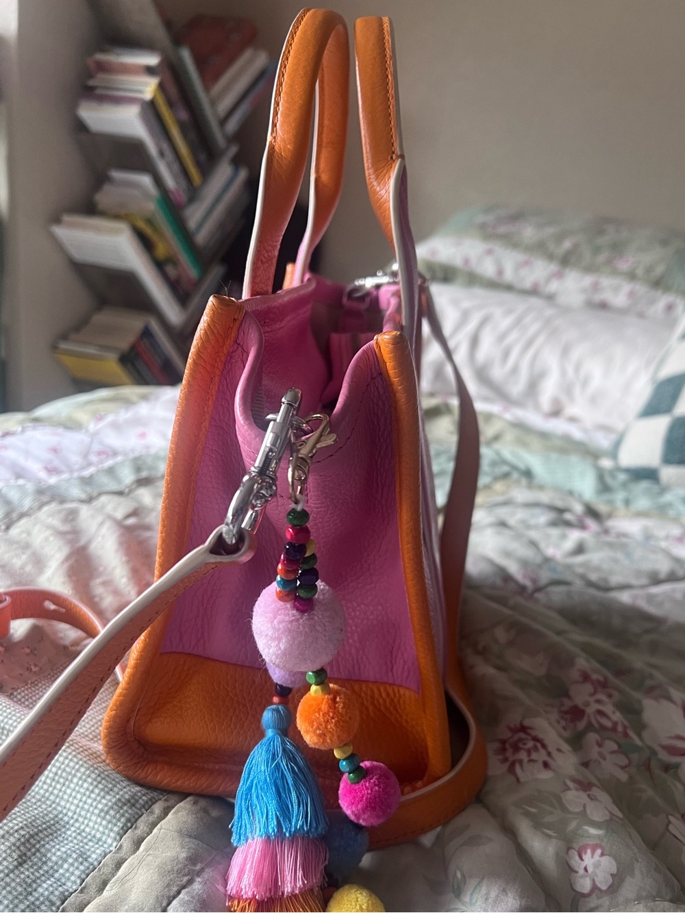 Marc Jacobs Pink and Orange Pebbled Leather Tote - Picture 4 of 16